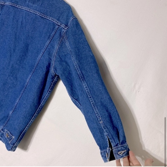 ID Wear Utility Style Denim Jean Jacket With Leather Collar S - Picture 9 of 11